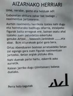 Ekintza baten iragarpen bat irakurri dut Ambu jatetxean eta ohiturari jarraituz argazki bat atera eta orrian jarri dut albistearen berri emateko.  Orain arte ez dut   talde honen berririk Aizarnan, sortu berria izango da seguruenik.