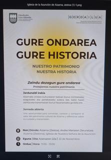   Aizarnako ondarea ezagutu eta zaintzari begira  hausnarketa bat  egiteko bilera antolatu  du Gipuzkoako foru Aldundiak eta Gordailua ondare zaintzaile elkarteak. Bilera azaroak 22. goizeko 11tan  Aizarnako elizan egingo da, beraz denak gonbidatuta gelditzen dira bertara hurbiltzeko.